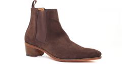 boots-chelsea-talon-haut suede marron: même style de chaussures en ligne pour hommes que les Simon Fournier Paris
