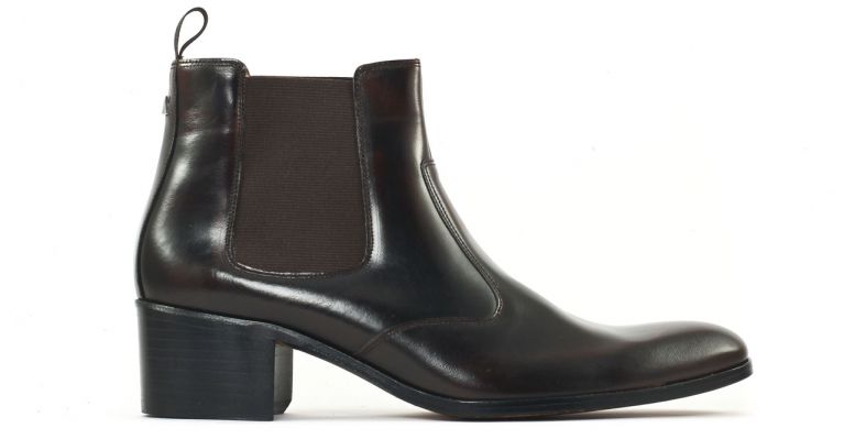 bottines et boots hommes luxe - boots chelsea talon haut-marron foncé