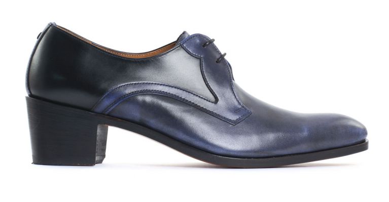 chaussures de ville hommes luxe - derby à talon haut-bleu noir